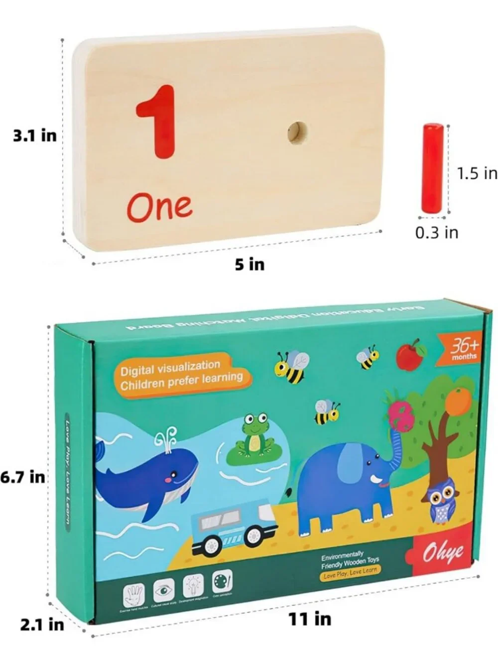 Colorful Montessori Counting Blocks Peg Board - Wooden Math Toy for Toddlers